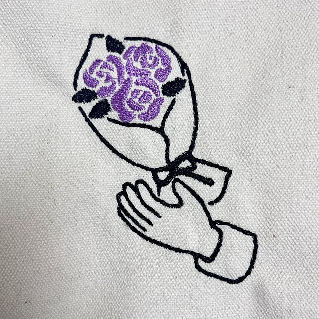 A4が入る墓守花束エモート刺繍トートバッグ