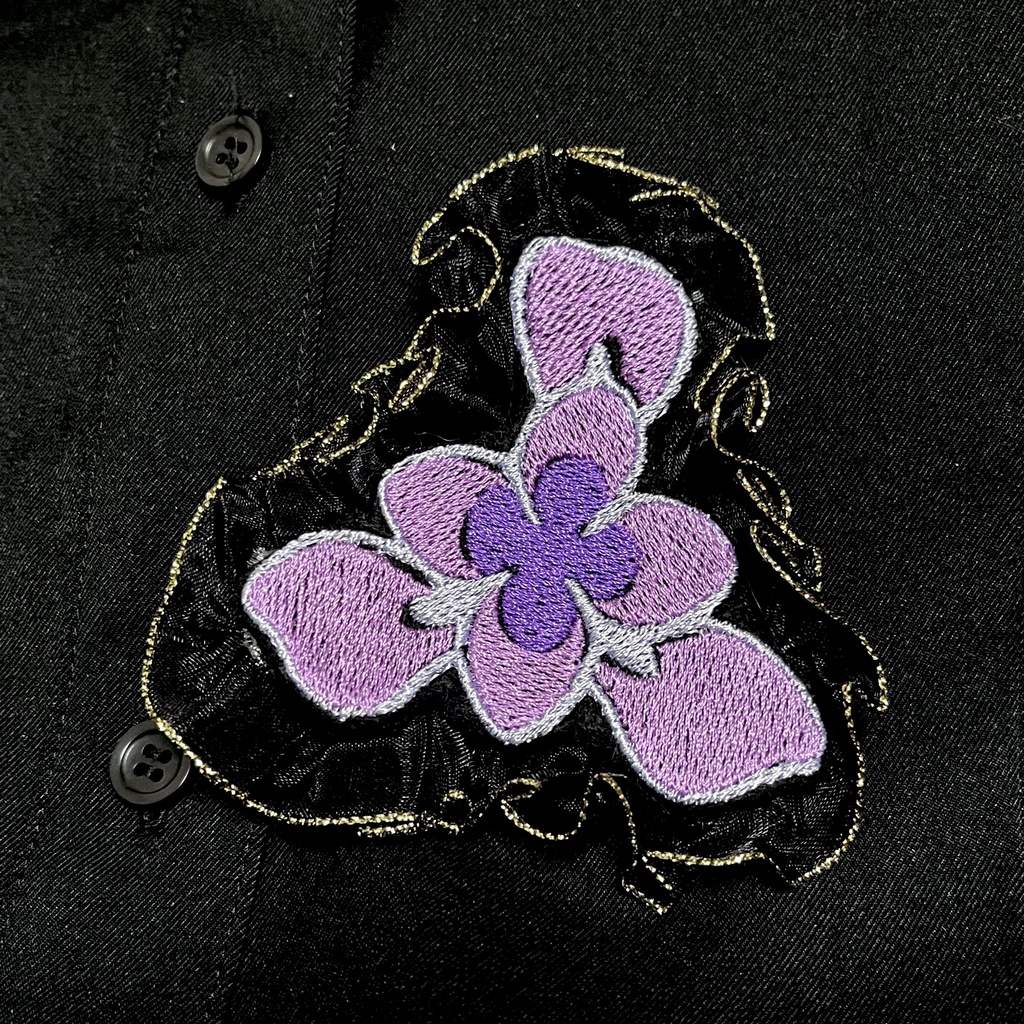 墓守イチハツ刺繍フリルブローチ