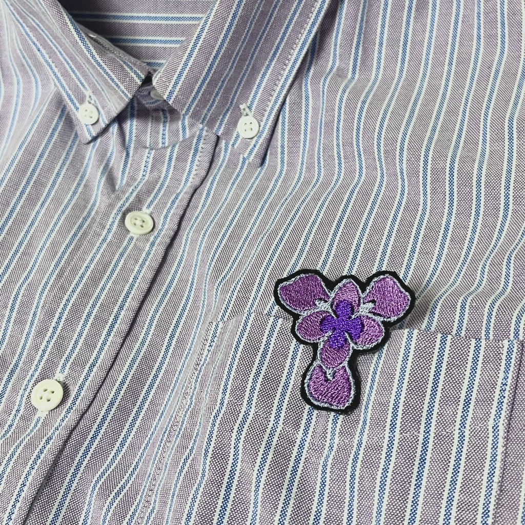 墓守イチハツ刺繍フリルブローチ(ミニバージョン)