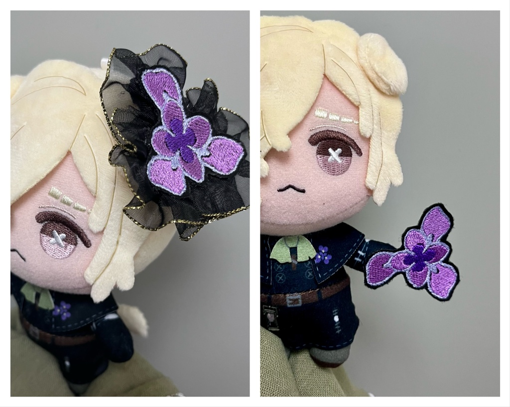 墓守イチハツ刺繍フリルブローチ(ミニバージョン)