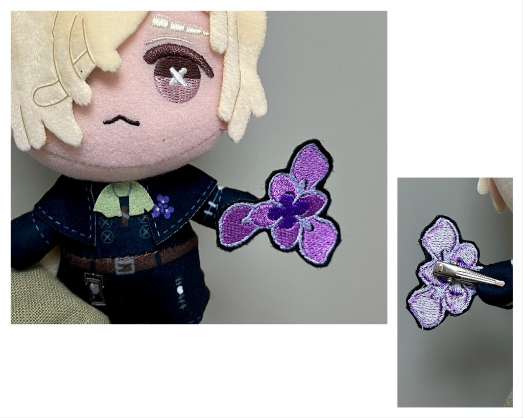 墓守イチハツ刺繍フリルブローチ(ミニバージョン)