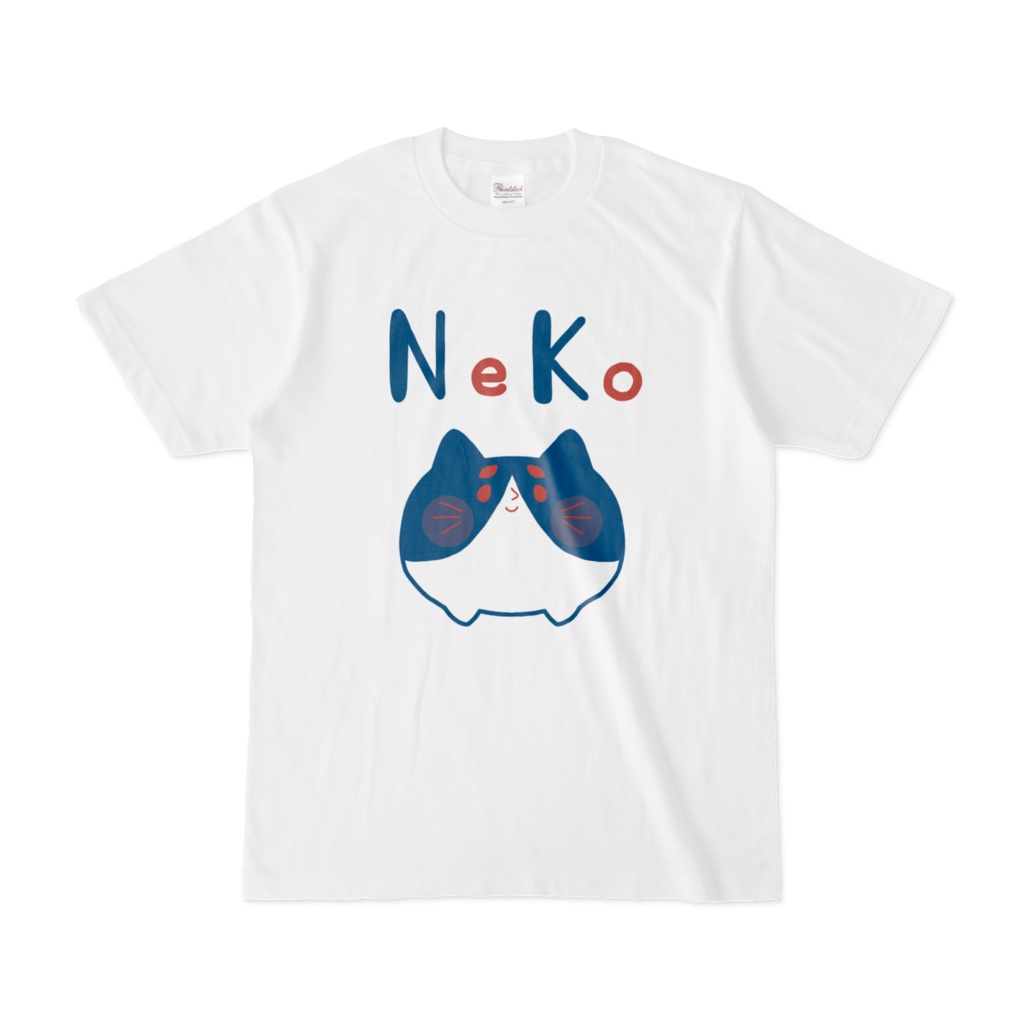 猫　ガレット君Tシャツ NeKo T-shirt(白)（文字上）