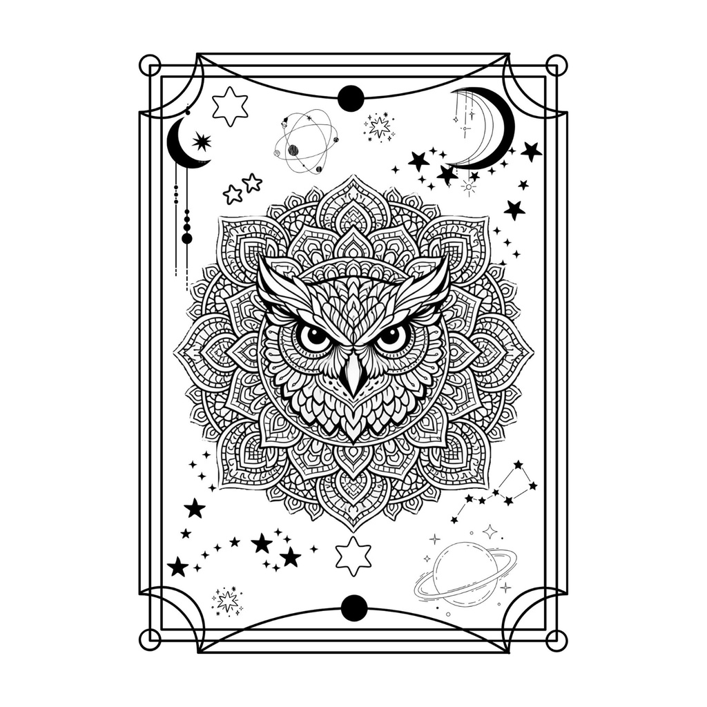 大人の塗り絵3種セット「黄金のライオン・豊穣の象・七彩のフクロウ」印刷用データ