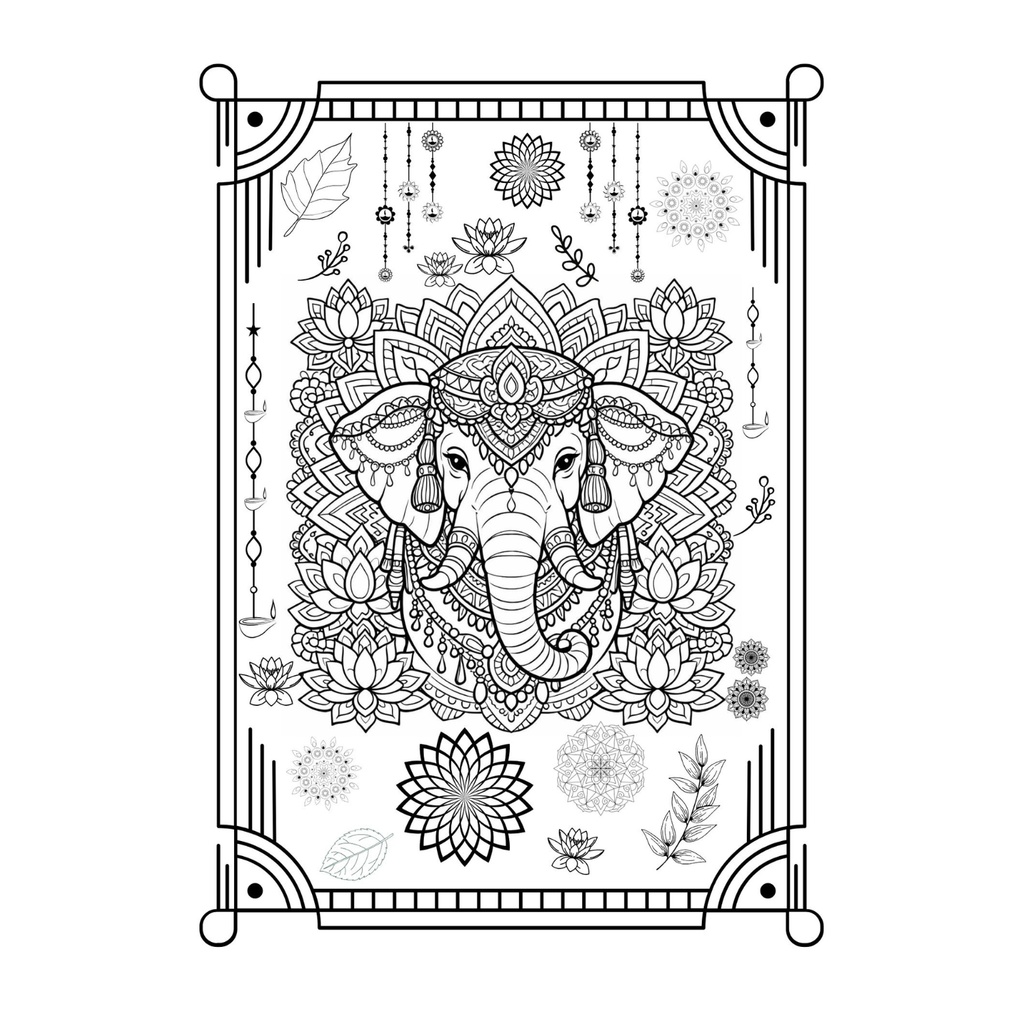 大人の塗り絵3種セット「黄金のライオン・豊穣の象・七彩のフクロウ」印刷用データ