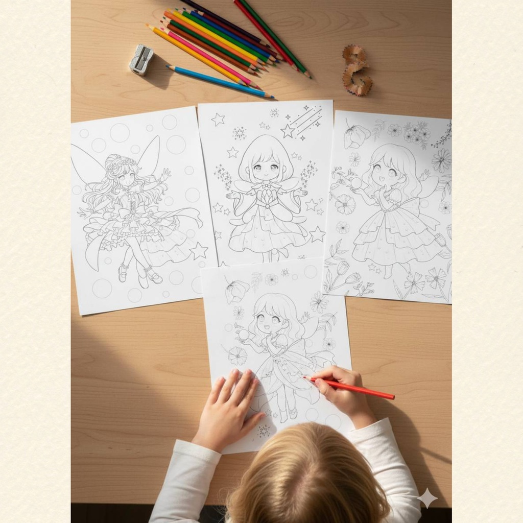 【データ販売】おうちで印刷♪ミラクル・フェアリーズ ぬりえ3点セット(カラー見本&キャラ紹介付)