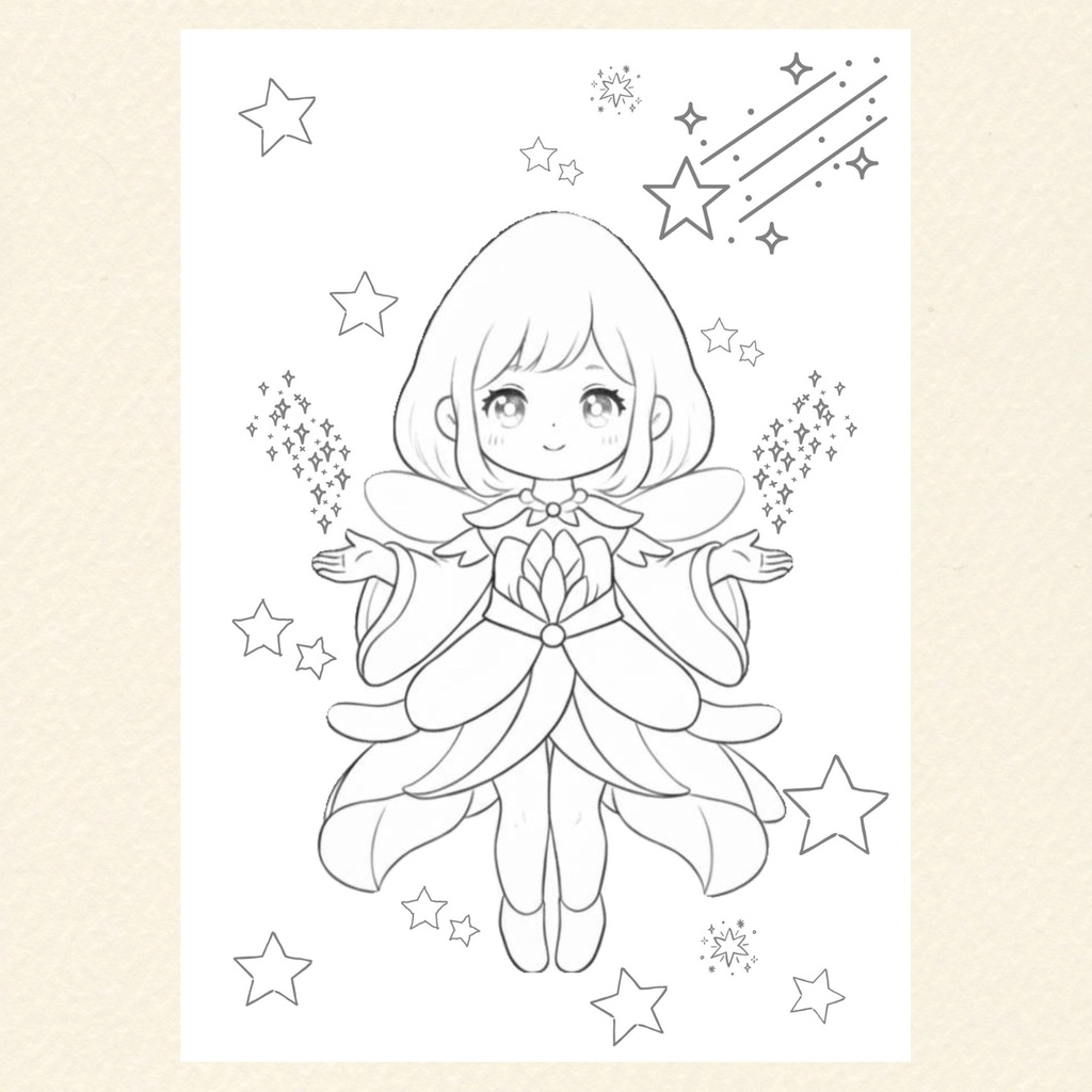 【データ販売】おうちで印刷♪ミラクル・フェアリーズ ぬりえ3点セット(カラー見本&キャラ紹介付)