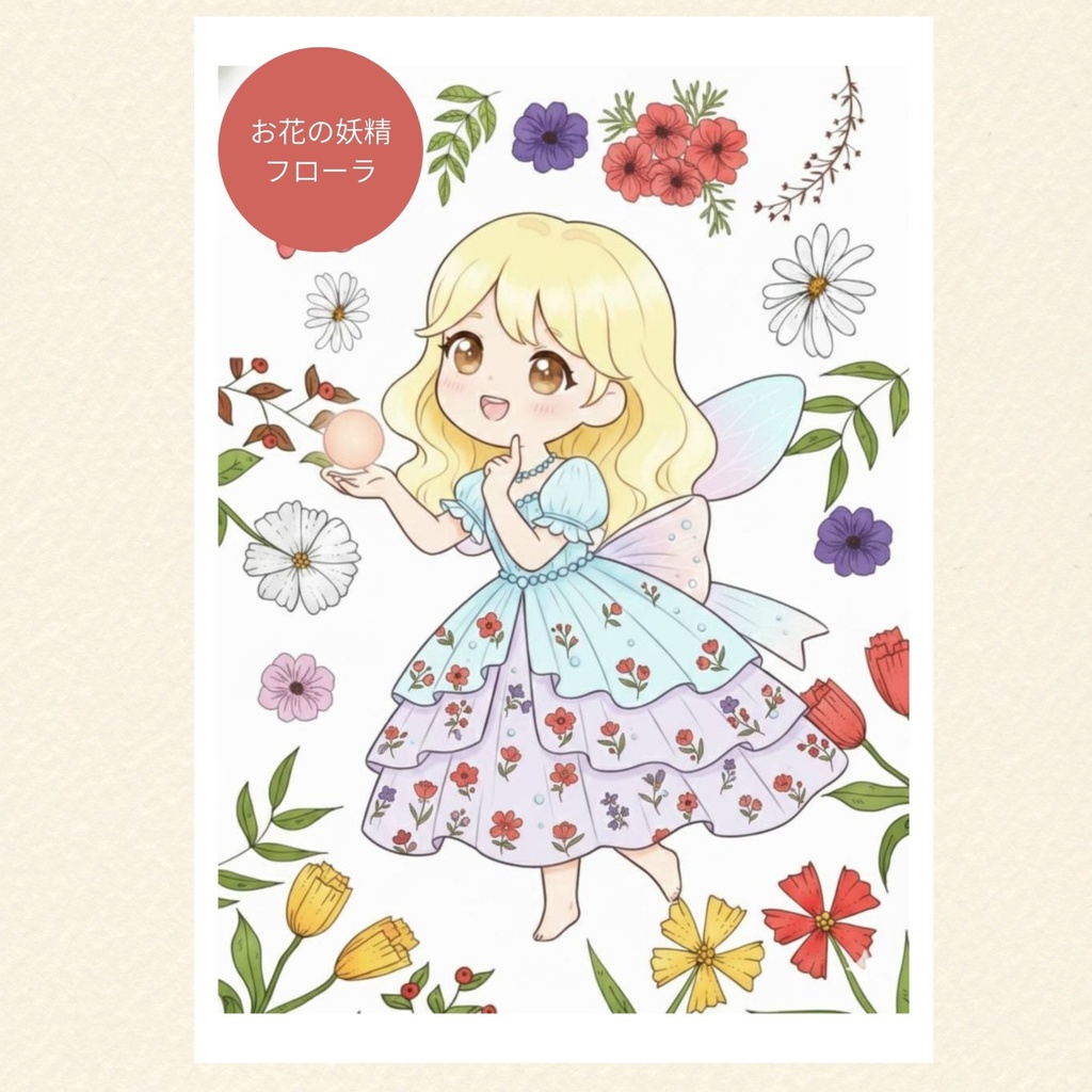 【データ販売】おうちで印刷♪ミラクル・フェアリーズ ぬりえ3点セット(カラー見本&キャラ紹介付)