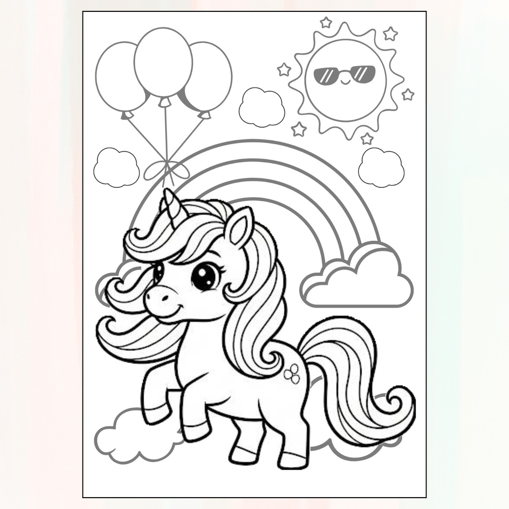 【ダウンロード販売】ゆめかわユニコーンの塗り絵 3点セット|おうちで印刷・何度でも遊べる!