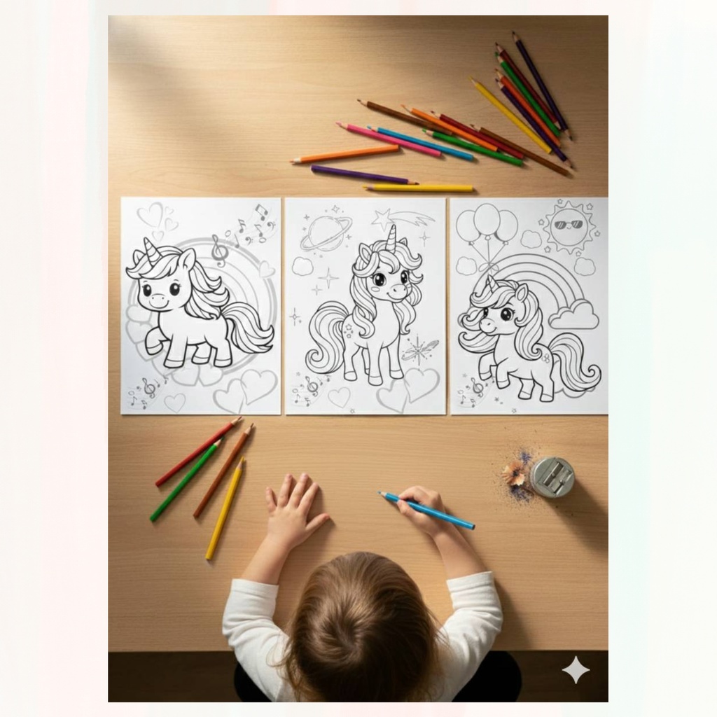 【ダウンロード販売】ゆめかわユニコーンの塗り絵 3点セット|おうちで印刷・何度でも遊べる!