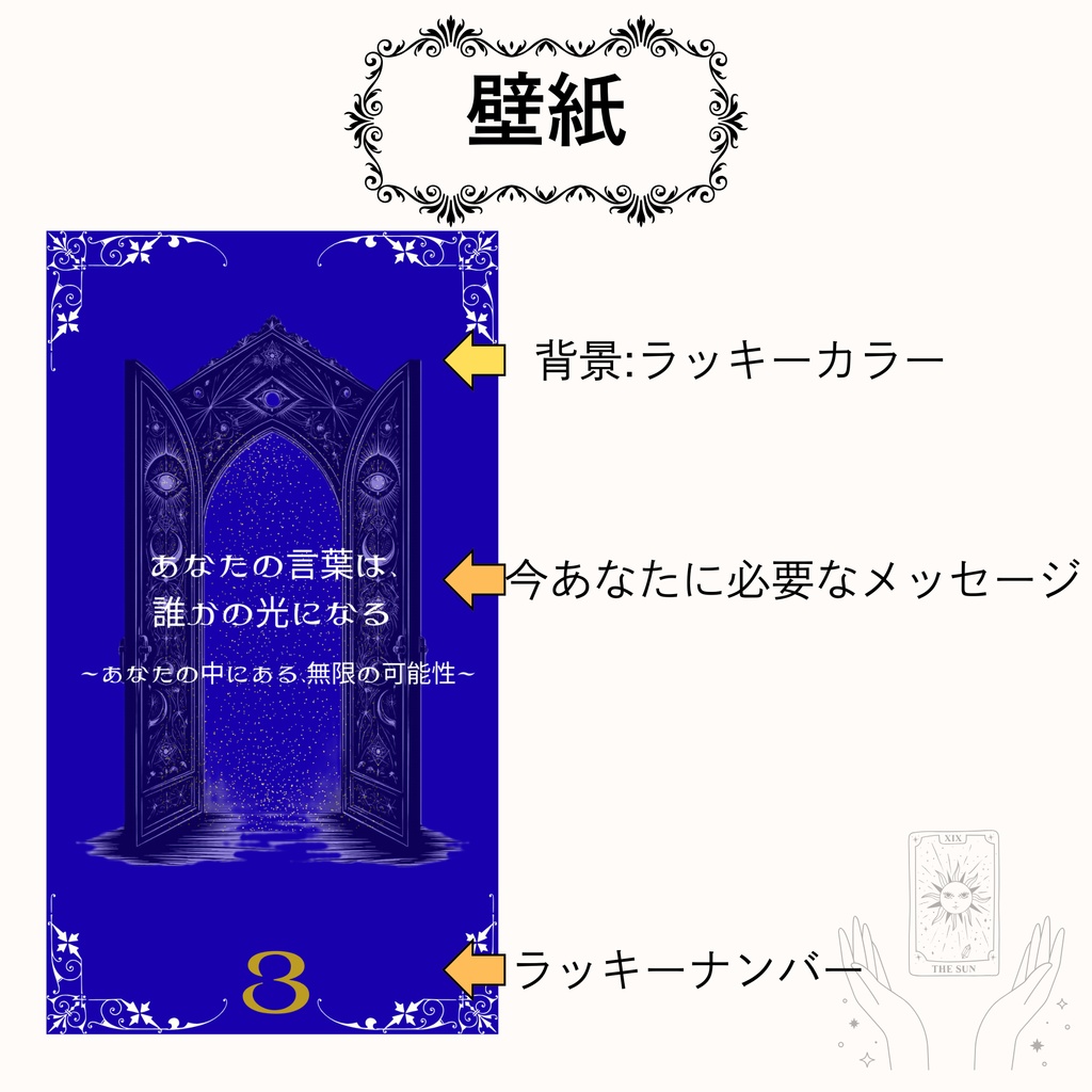 【受注】タロット占い 鑑定書+スマホ壁紙 生年月日 ラッキーカラー&ナンバー データ納品