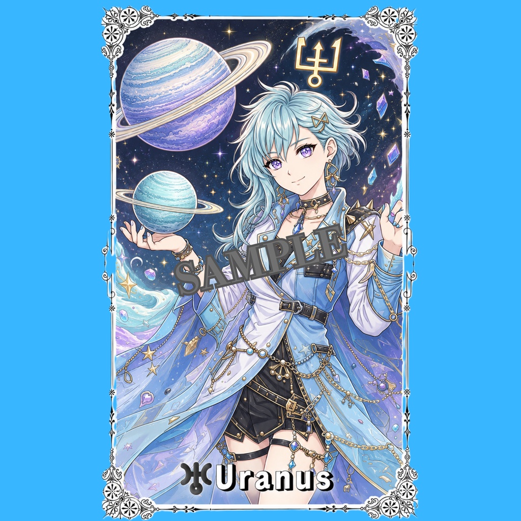 惑星擬人化 塗り絵データ|Uranus 天王星の姫君【線画JPG/カラー見本付き】