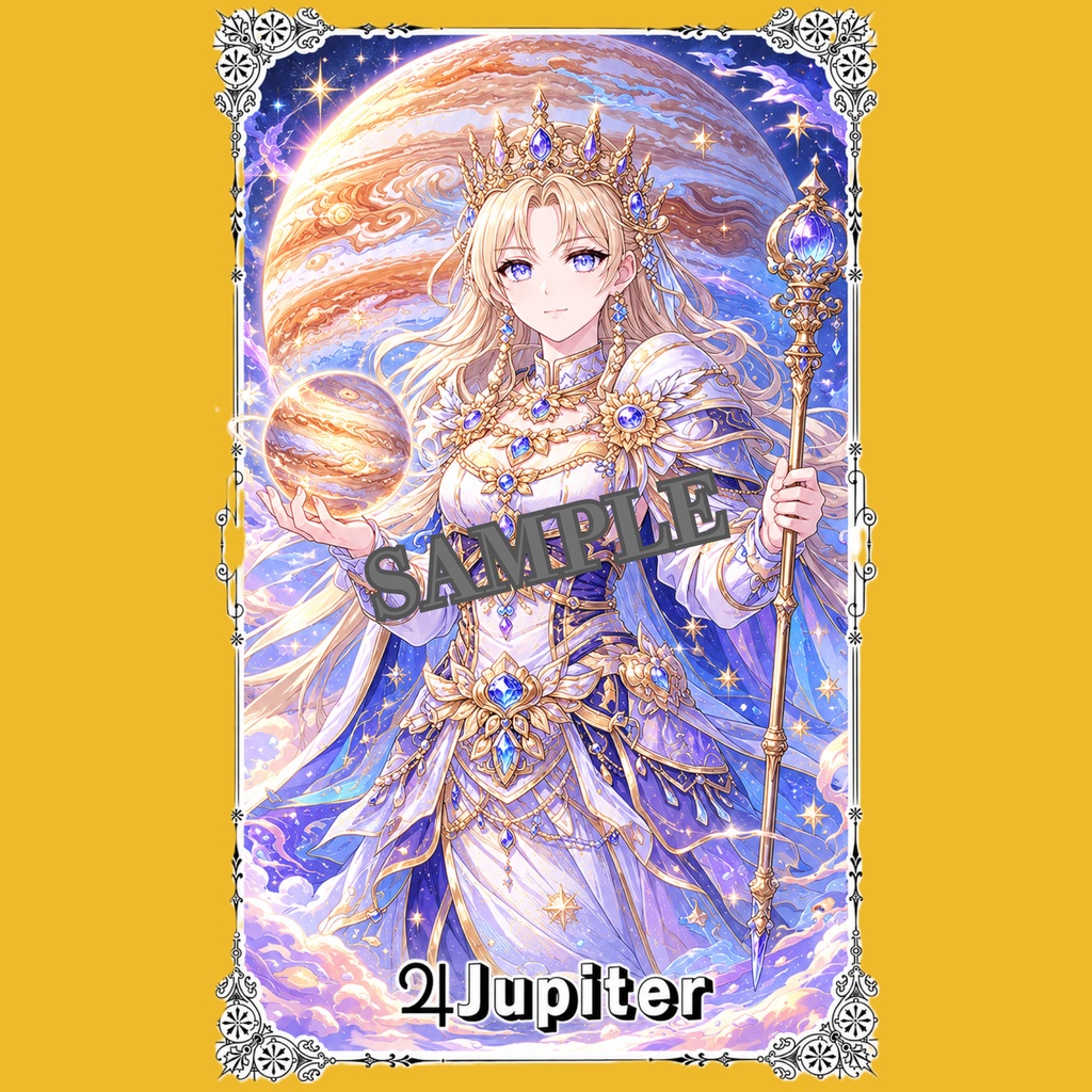惑星擬人化 塗り絵データ|Jupiter 木星の姫君【線画JPG/カラー見本付き】