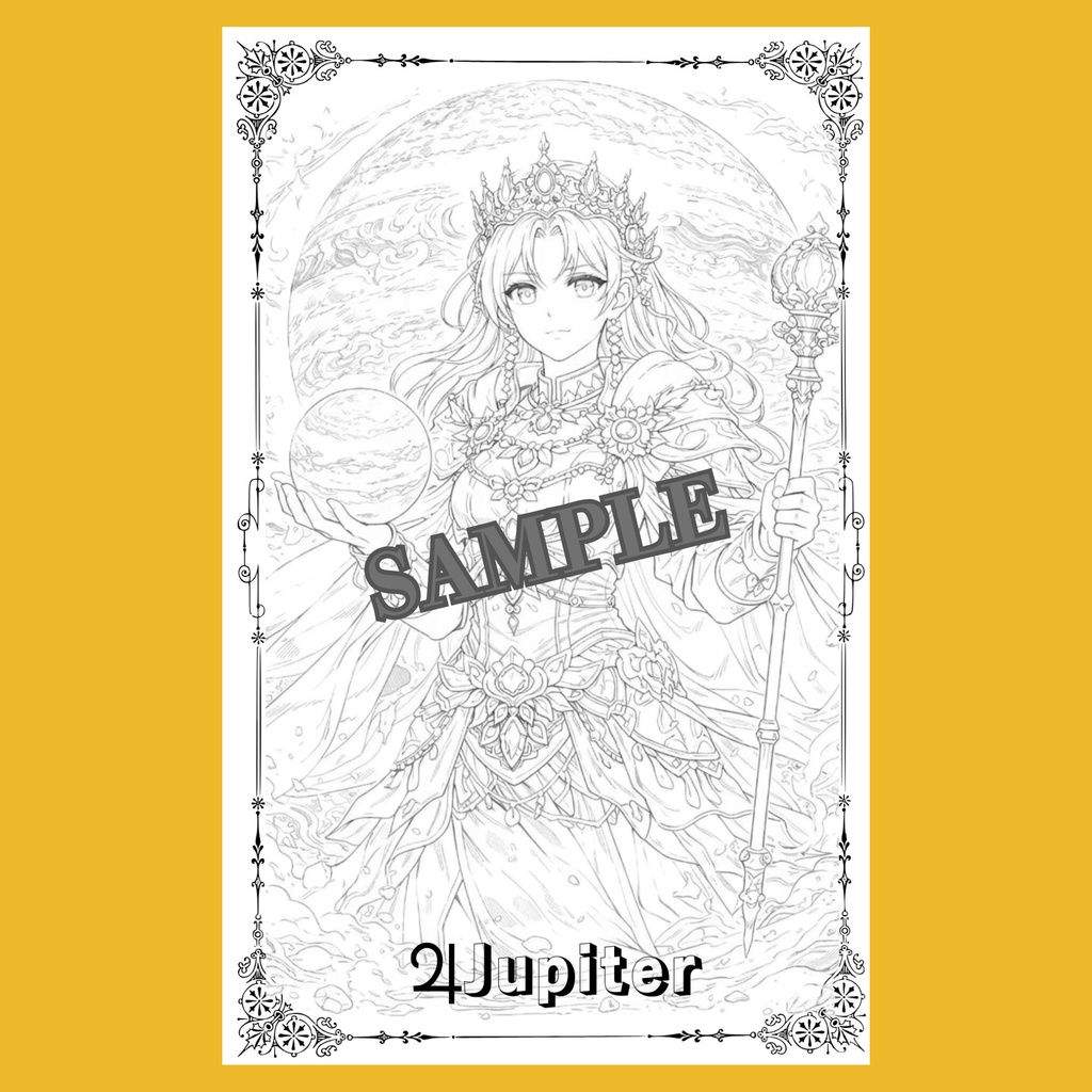 惑星擬人化 塗り絵データ|Jupiter 木星の姫君【線画JPG/カラー見本付き】