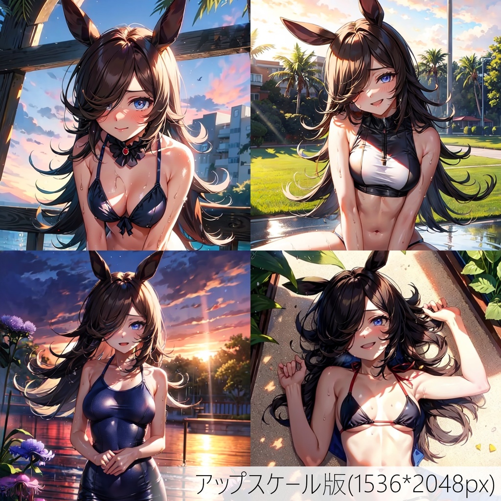 👙買い切り版：水着ウマ娘イラストパック ライスシャワー Vol.1 高精細アップスケール版 [ZIPファイル/PNG30枚]