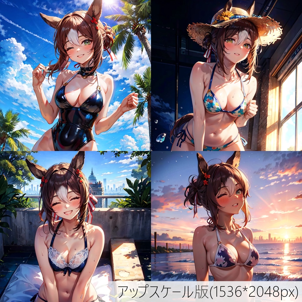 👙買い切り版：水着ウマ娘イラストパック ファインモーション Vol.1 高精細アップスケール版 [ZIPファイル/PNG30枚]