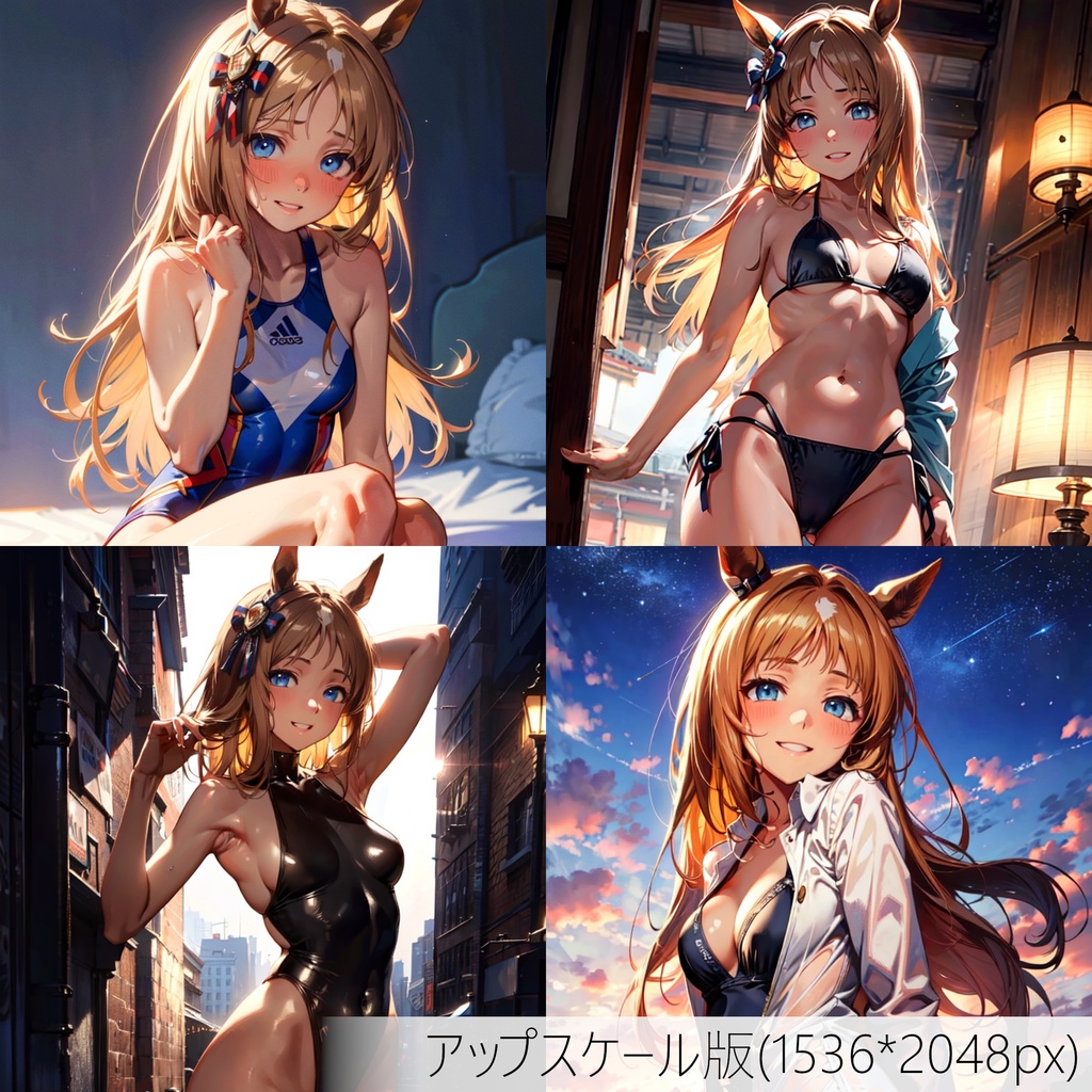 👙買い切り版：水着ウマ娘イラストパック グラスワンダー Vol.1 高精細アップスケール版 [ZIPファイル/PNG30枚]