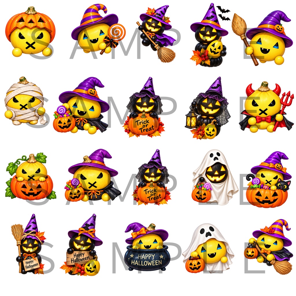 Halloween Digital Stickers 20 PNG｜ハロウィン デジタルステッカー