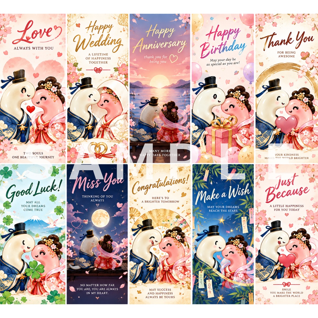 Japanese Greeting Card Set 10|Wedding・Love・Birthday・Thank You