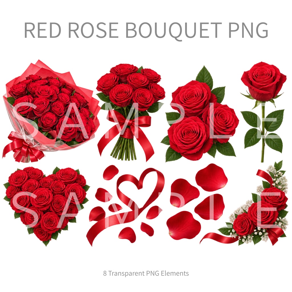 Red Rose Bouquet PNG|赤いバラの花束 透過素材