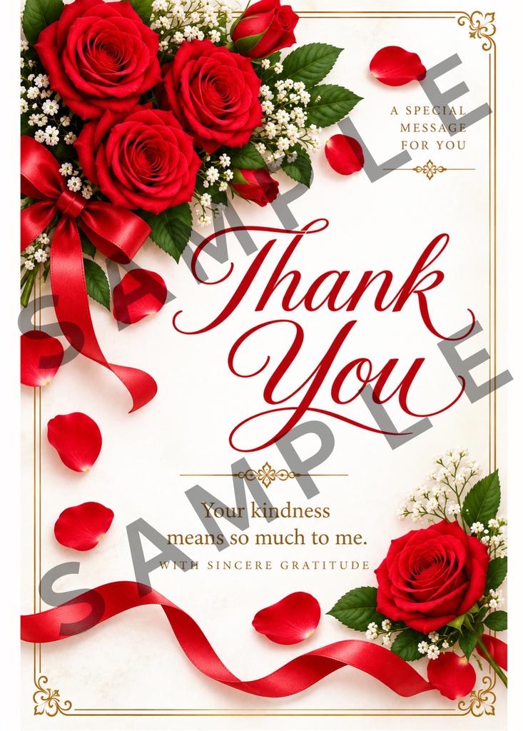 Rose Message Cards 8 Designs|赤いバラのメッセージカード A6