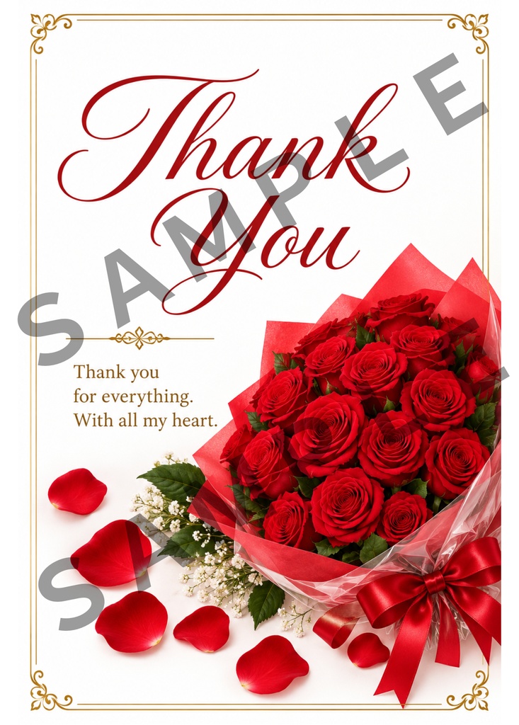 Rose Message Cards 8 Designs|赤いバラのメッセージカード A6