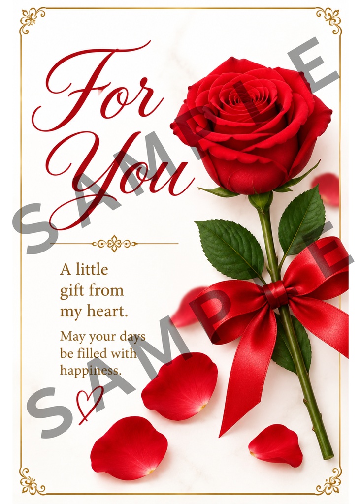 Rose Message Cards 8 Designs|赤いバラのメッセージカード A6