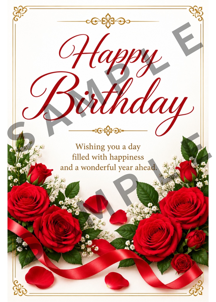Rose Message Cards 8 Designs|赤いバラのメッセージカード A6