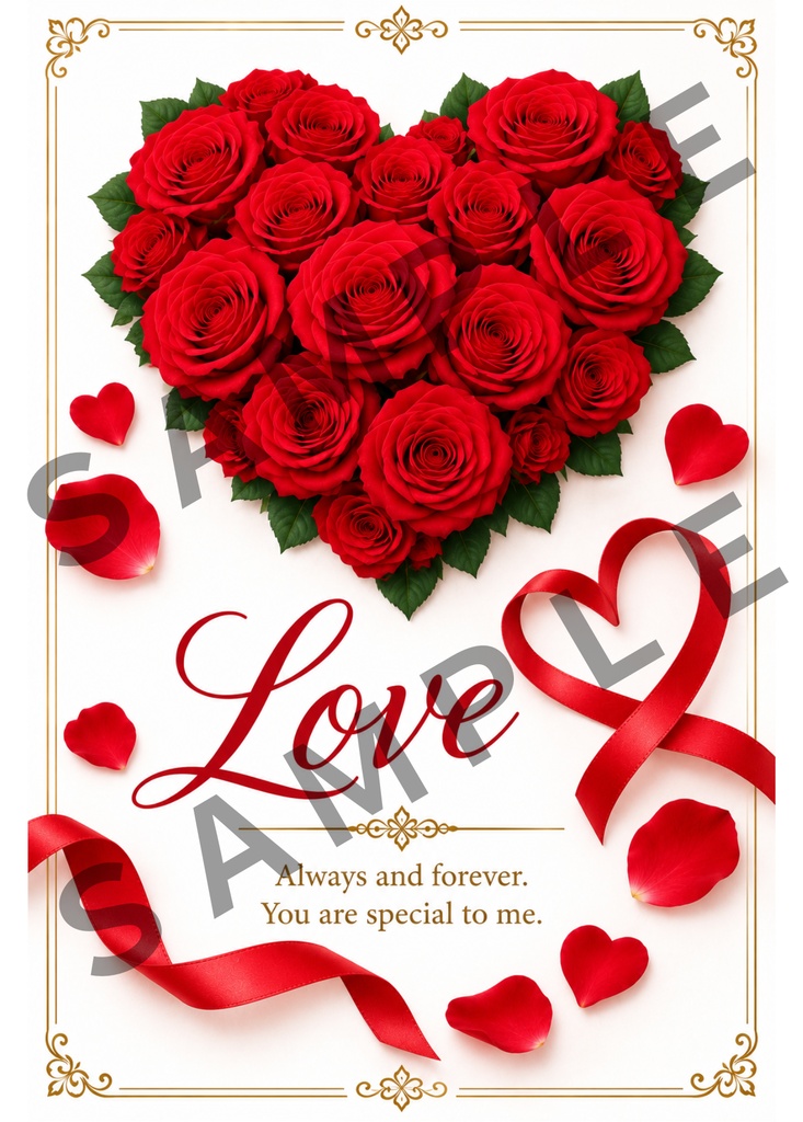 Rose Message Cards 8 Designs|赤いバラのメッセージカード A6