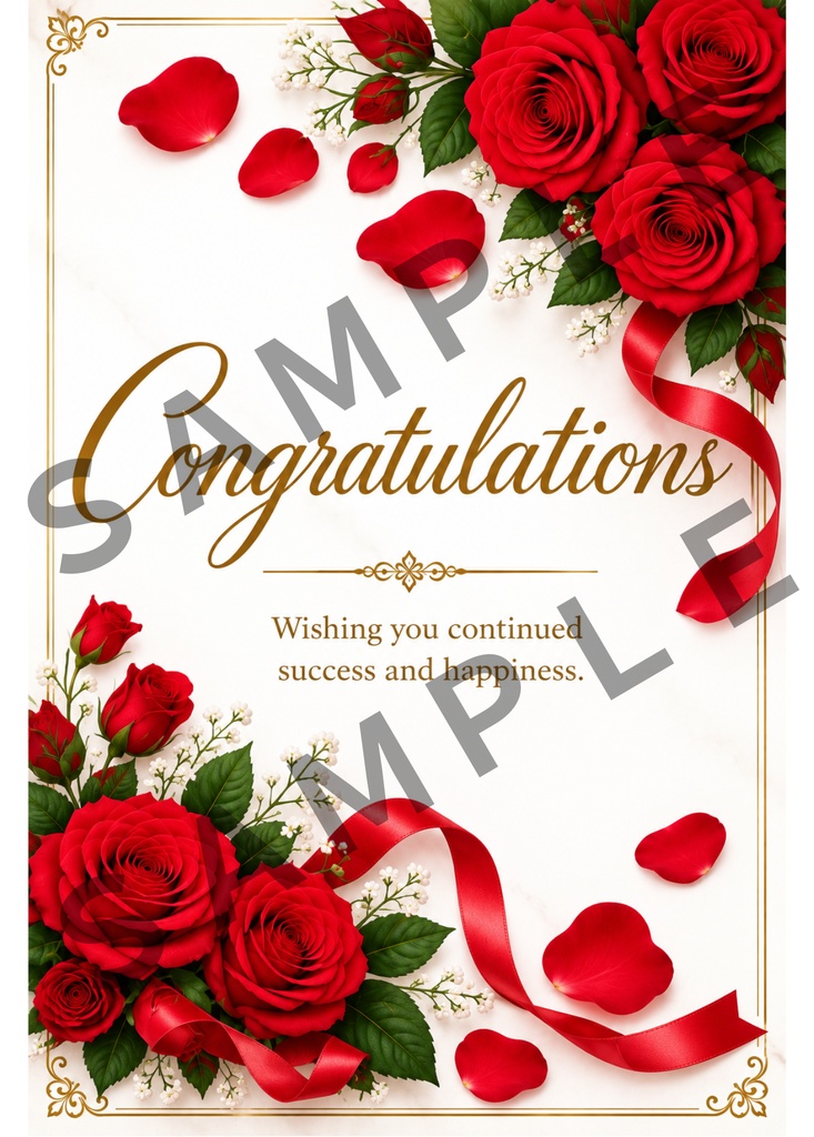 Red Rose Congratulations Card｜赤いバラのお祝いカード A6