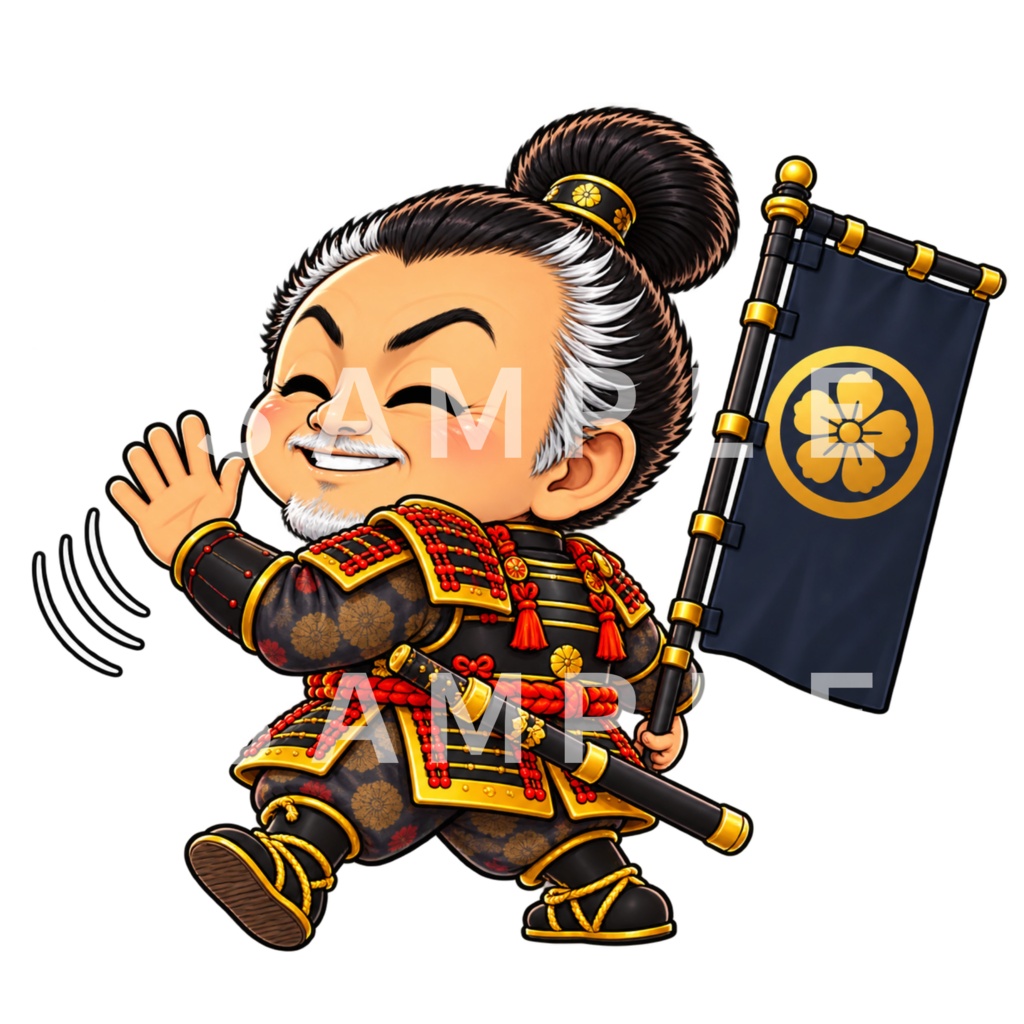 Japanese Samurai Character PNG 16 Set|侍 武将 和風デジタルステッカー・透過素材