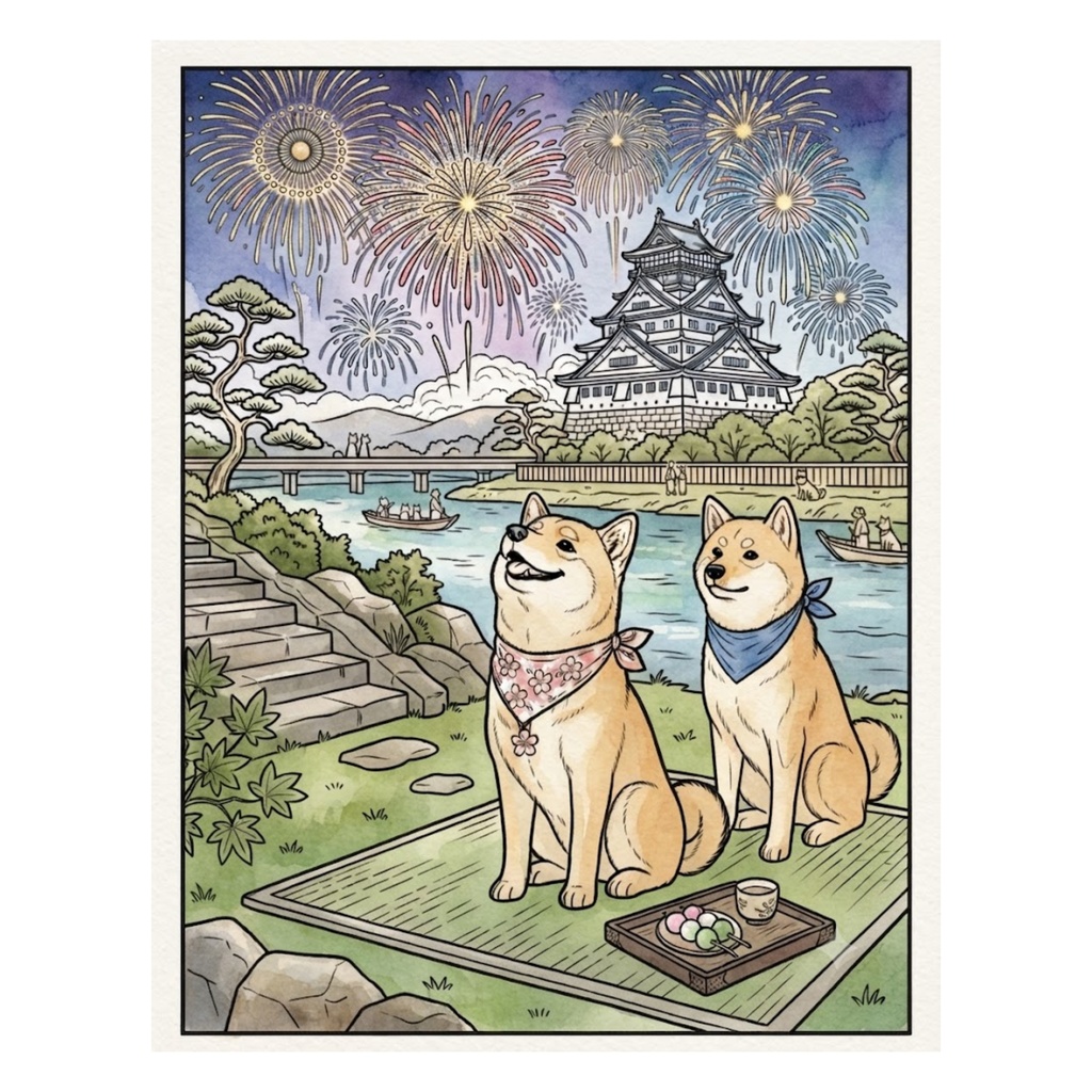 柴犬ぬりえコレクション Vol.2 ~印刷して楽しめる5枚セット(利用規約付き)=Shiba Inu Coloring Collection Vol.2– 5 Printable Coloring Pages –