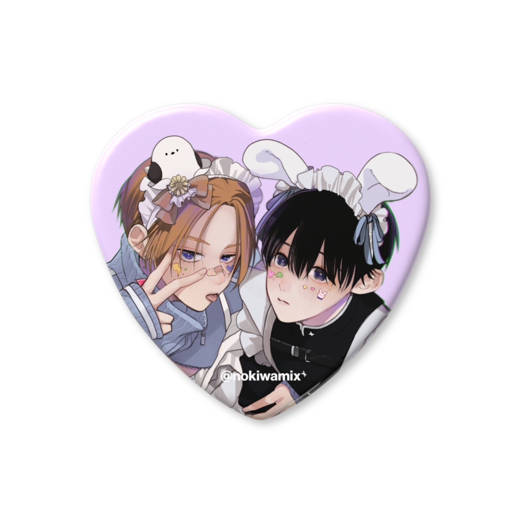 ジャージメイドと学ランメイド ハート缶バッジ