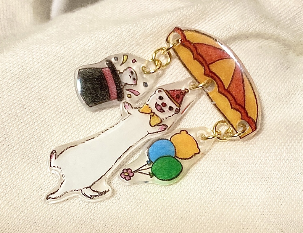 フェレット団長とゆらゆらサーカスブローチ