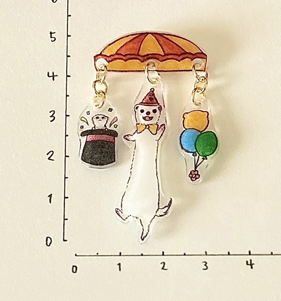 フェレット団長とゆらゆらサーカスブローチ