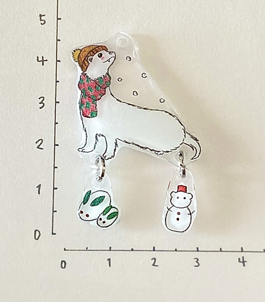 フェレットとゆらゆら雪あそびチャーム