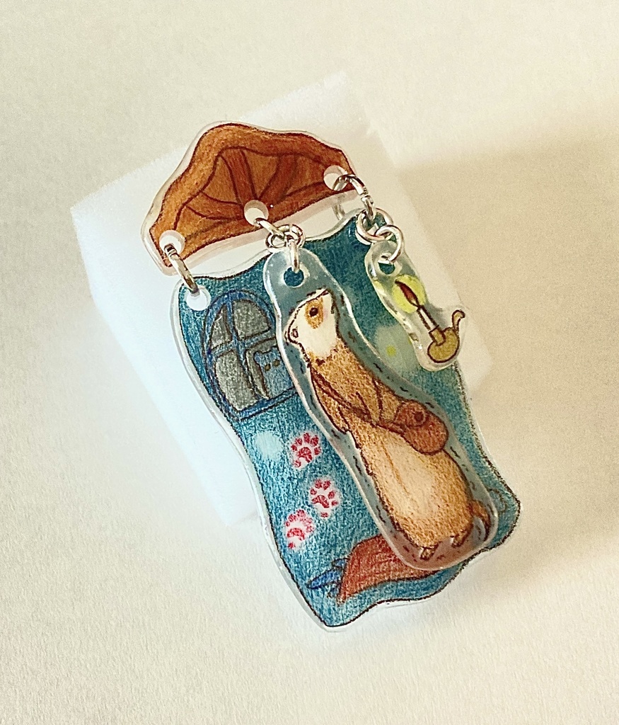 迷子のフェレットとホラーハウス(洋館)ブローチ