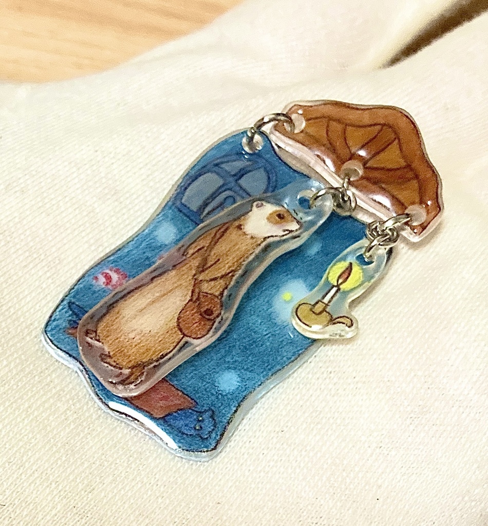 迷子のフェレットとホラーハウス(洋館)ブローチ