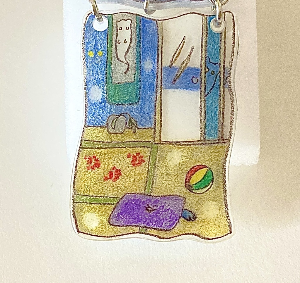 迷子のフェレットと幽霊屋敷(日本家屋)ブローチ