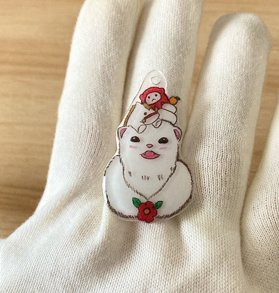 干支(午)と福飾りのフェレットチャーム