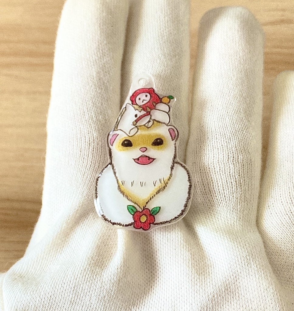 干支(午)と福飾りのフェレットチャーム