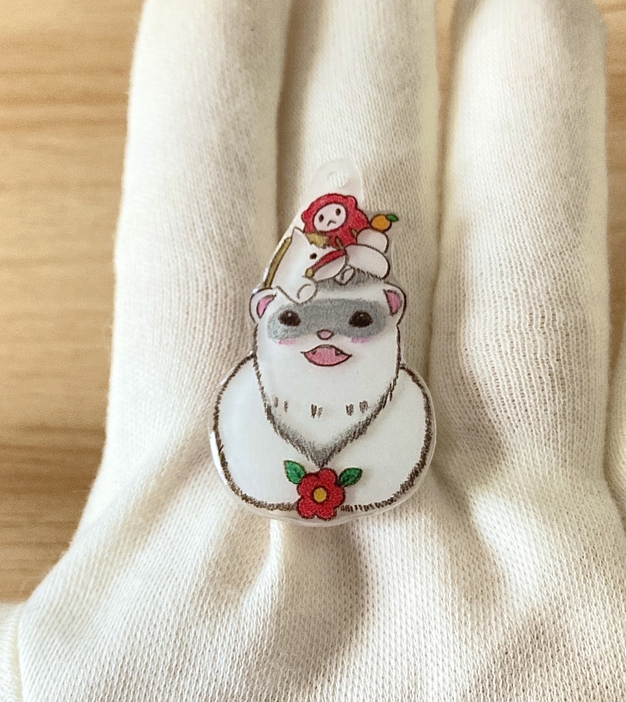 干支(午)と福飾りのフェレットチャーム