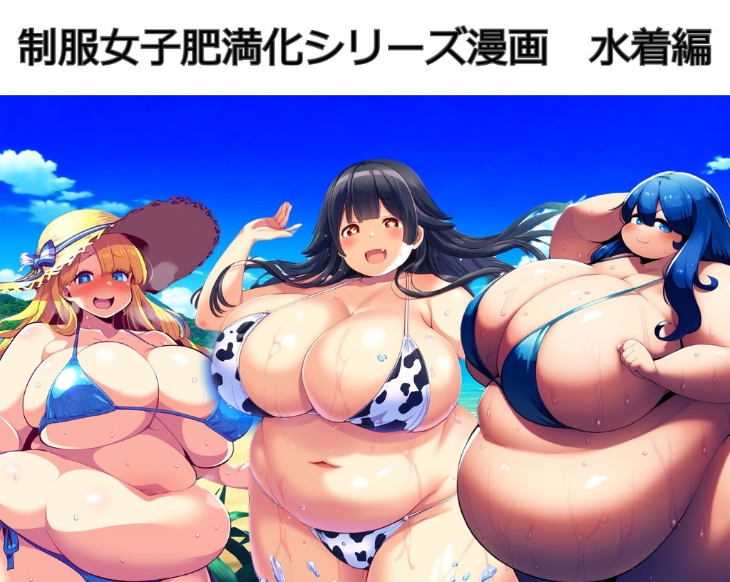 制服女子肥満化シリーズ夏の水着マンガ