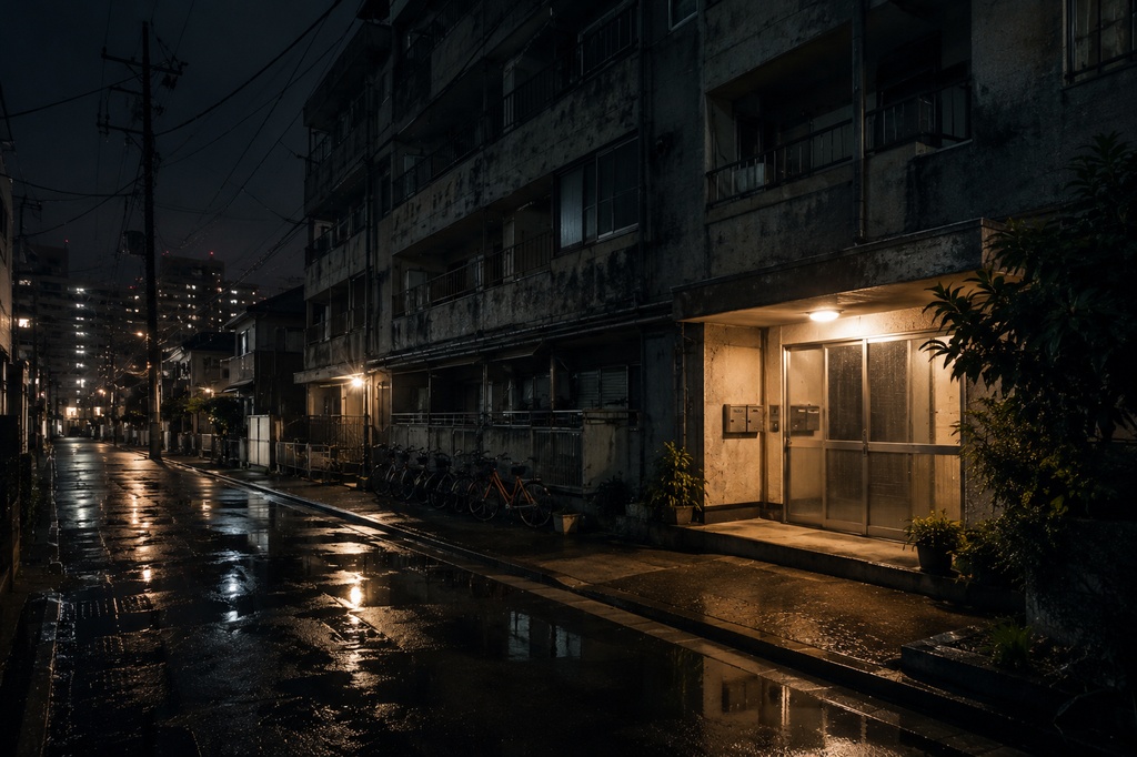 暗い一人暮らしマンション素材