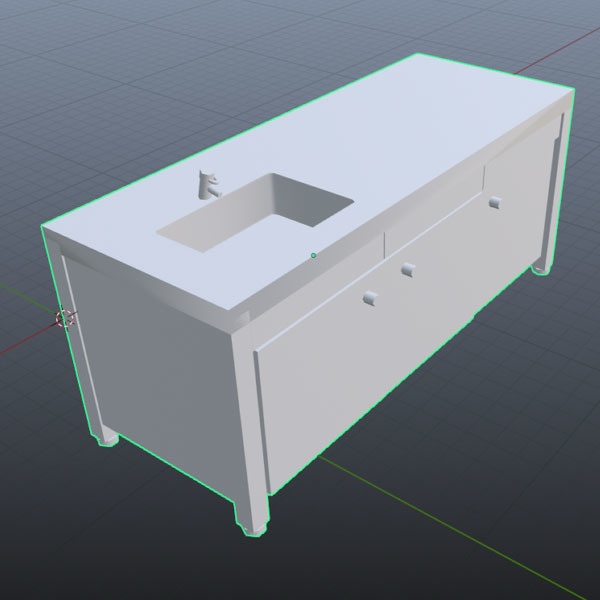 【３Dモデル】水道台　キッチン