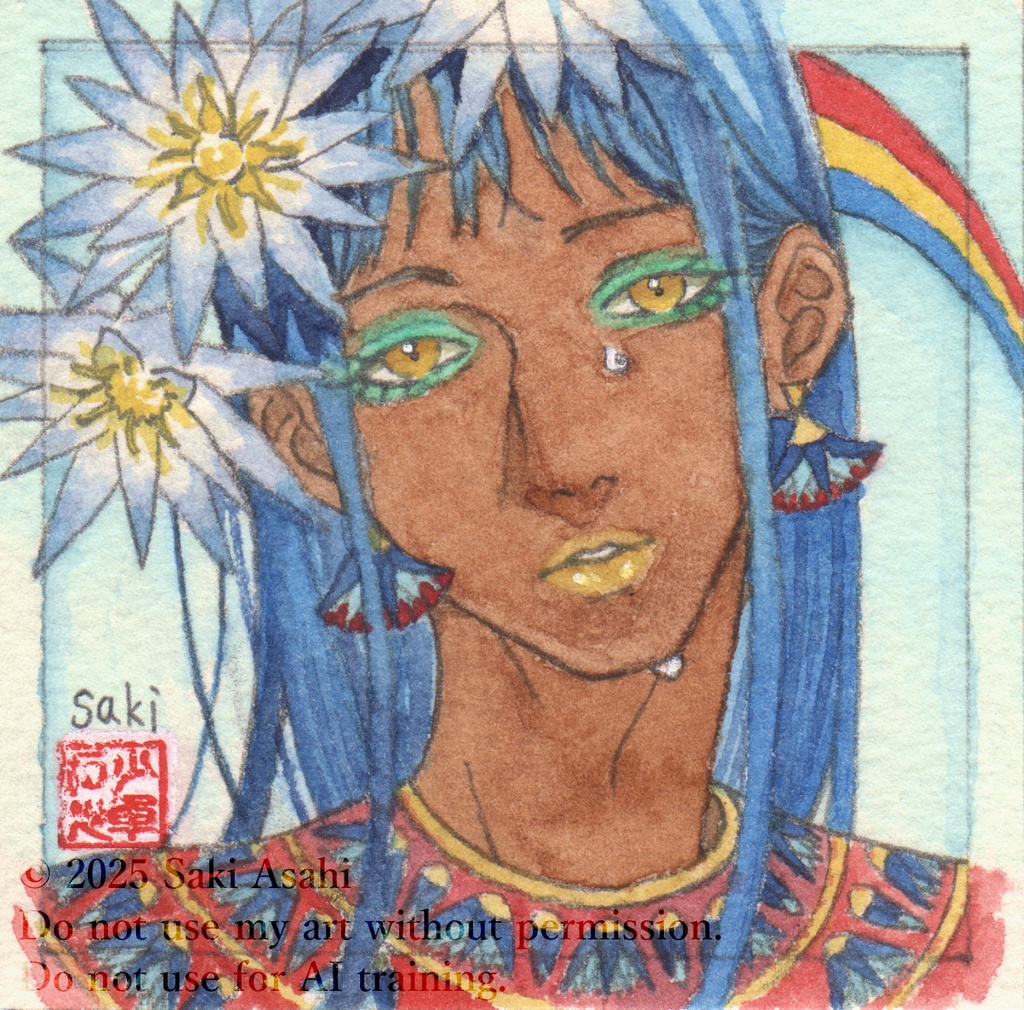 「ネフェルテム:昼咲き」水彩イラスト原画