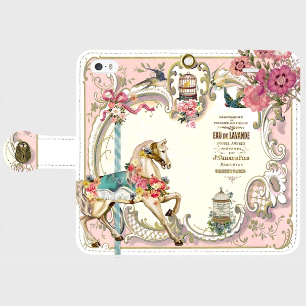 【iPhone/androidケース】ベリーメリーゴーランド(ピンク)手帳型【送料無料】