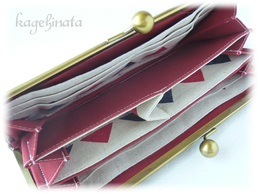 がま口長財布(北欧柄:家 アイボリー)