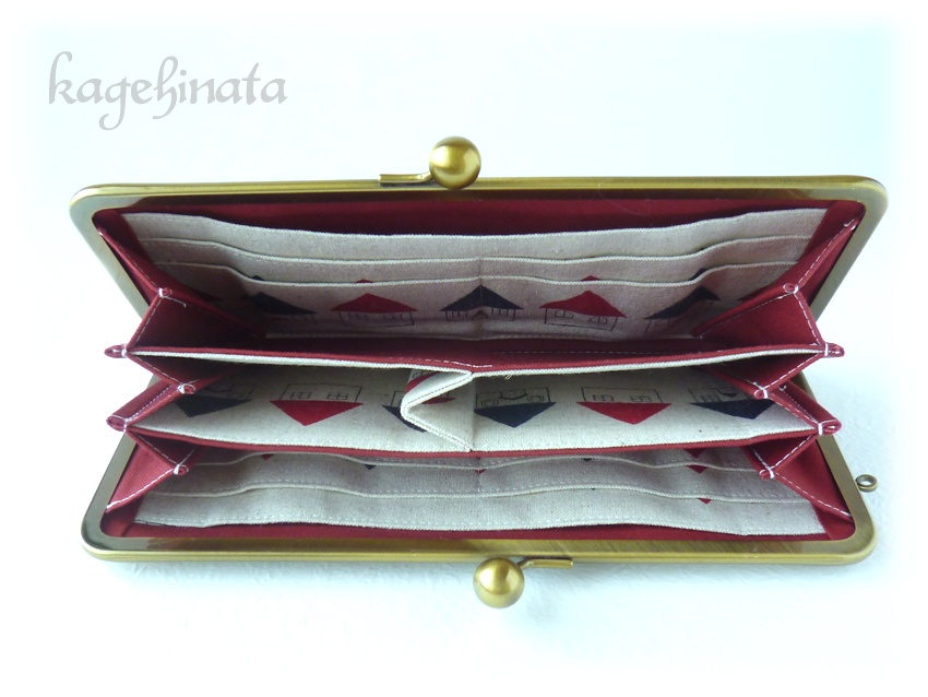 がま口長財布(北欧柄:家 アイボリー)