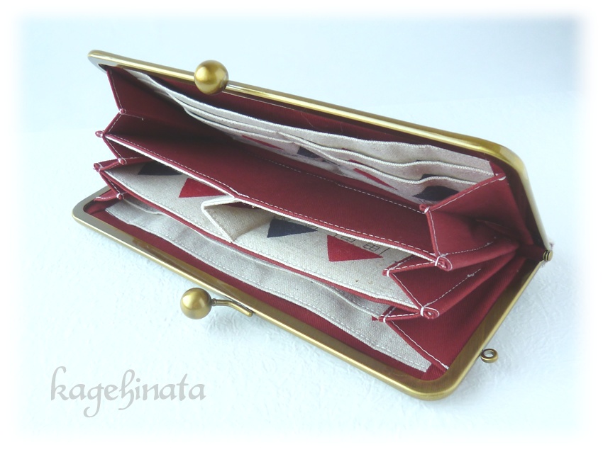 がま口長財布(北欧柄:家 アイボリー)