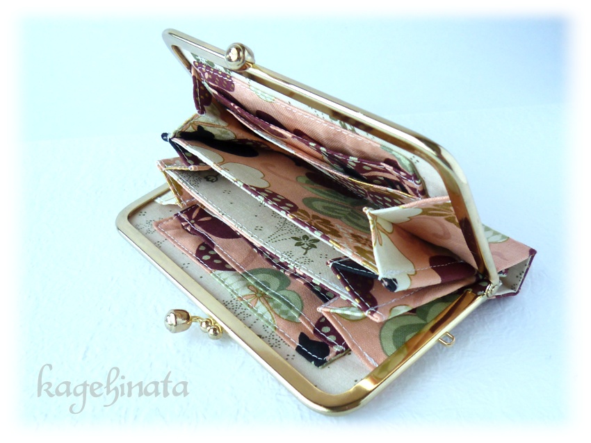 がま口ミニ財布(黒猫クローバー ピンク)